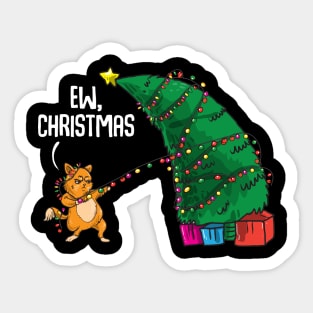 Cat Destroying Christmas. Sweatshirt For Cat Lovers and Christmas Parties. Sticker